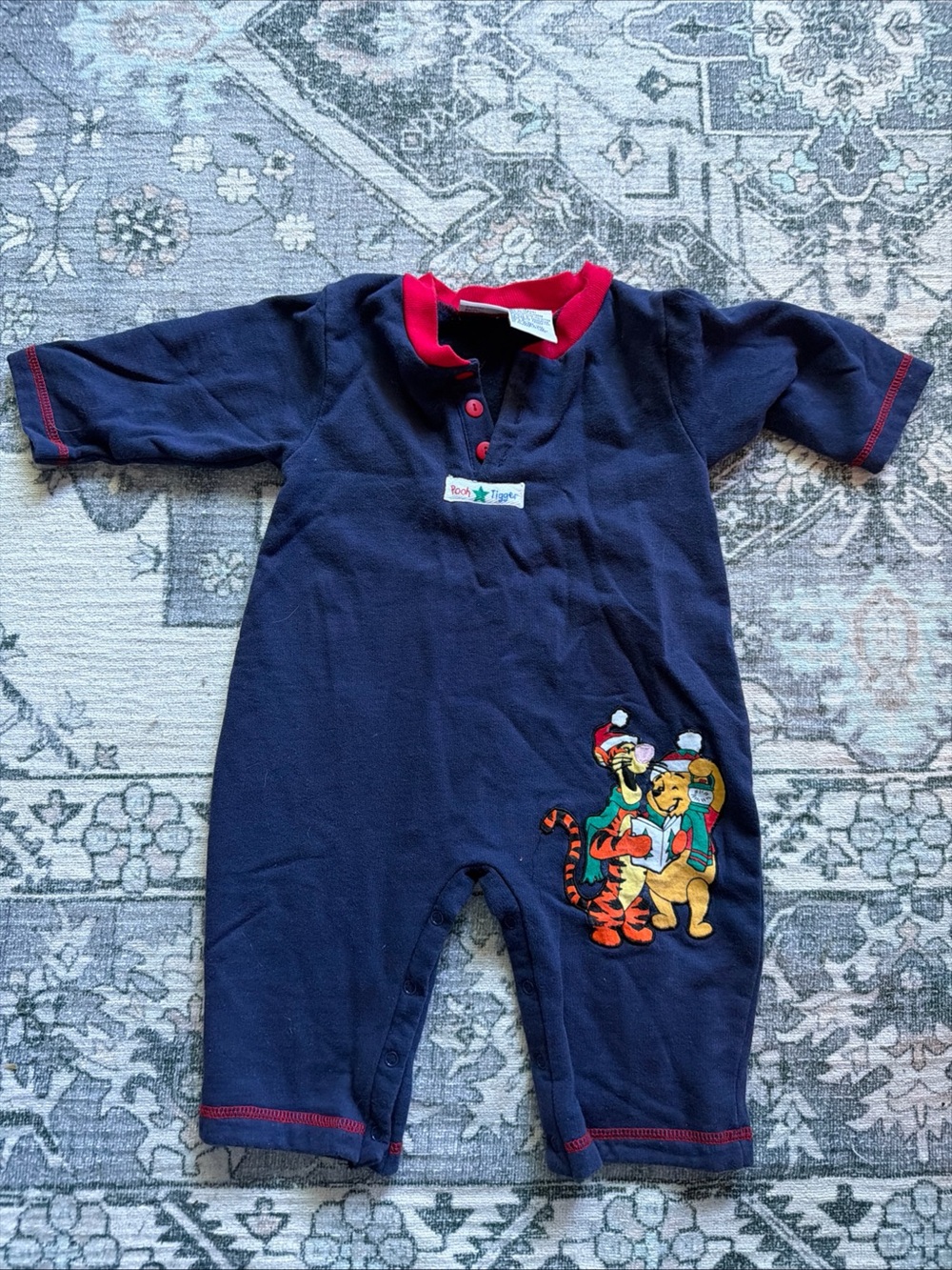 Vtg Disney Winnie the Pooh/Tigger Romper Embroidered 90s Baby Clothes 12 Months